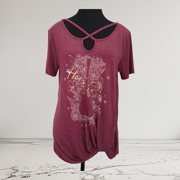 Hard Rock Cafe Nashville Maroon Graphic Tee Size L - Picture 1 of 7